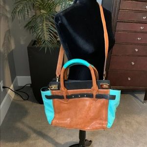 Be&d leather and cognac satchel